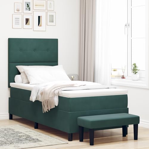 EMYRLXQW Betten & Zubehör, Betten & Bettrahmen - Boxspringbett mit Matratze & Bank Dunkelgrün 80x200 cm Samt von EMYRLXQW