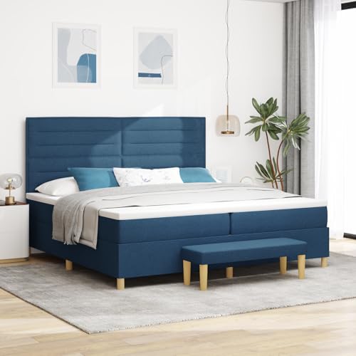 EMYRLXQW Betten & Zubehör, Betten & Bettrahmen - Boxspringbett mit Matratze & Bank blau 200x200 cm Stoff von EMYRLXQW