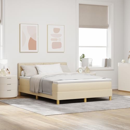 EMYRLXQW Betten & Zubehör, Betten & Bettrahmen - Boxspringbett mit Matratze & LED Creme 140x200 cm Stoff von EMYRLXQW