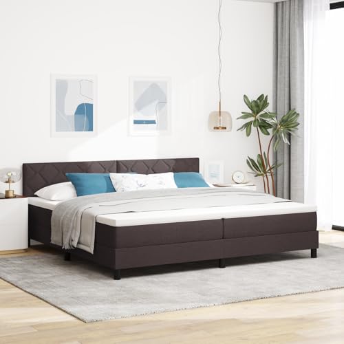 EMYRLXQW Betten & Zubehör, Betten & Bettrahmen - Boxspringbett mit Matratze & LED Dunkelbraun 200x200 cm Stoff von EMYRLXQW