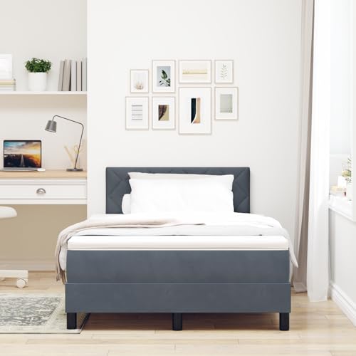 EMYRLXQW Betten & Zubehör, Betten & Bettrahmen - Boxspringbett mit Matratze & LED Dunkelgrau 120x190 cm Samt von EMYRLXQW