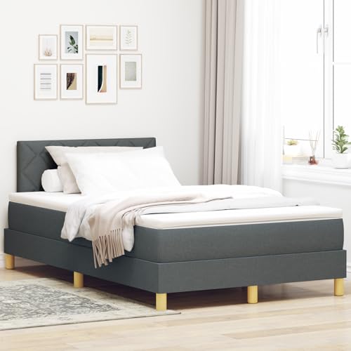 EMYRLXQW Betten & Zubehör, Betten & Bettrahmen - Boxspringbett mit Matratze & LED Dunkelgrau 120x190 cm Stoff von EMYRLXQW