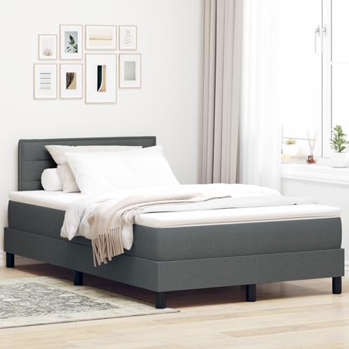 EMYRLXQW Betten & Zubehör, Betten & Bettrahmen - Boxspringbett mit Matratze & LED Dunkelgrau 120x200 cm Stoff von EMYRLXQW