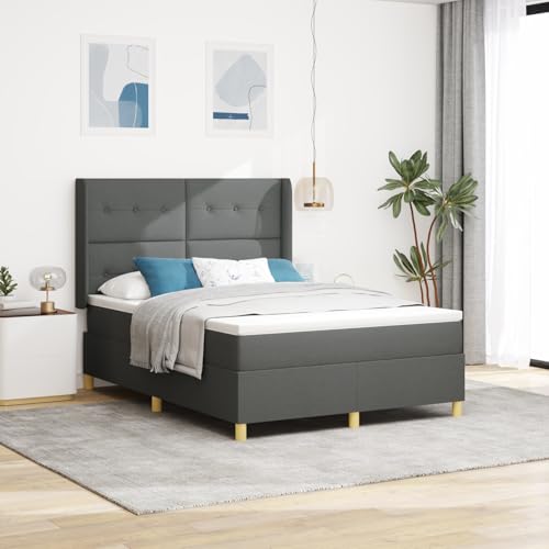 EMYRLXQW Betten & Zubehör, Betten & Bettrahmen - Boxspringbett mit Matratze & LED Dunkelgrau 160x200 cm Stoff von EMYRLXQW