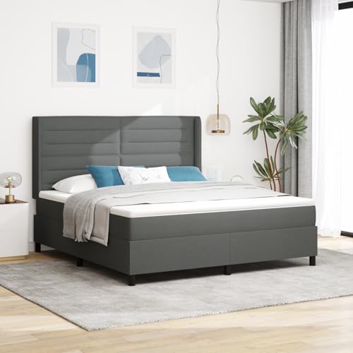 EMYRLXQW Betten & Zubehör, Betten & Bettrahmen - Boxspringbett mit Matratze & LED Dunkelgrau 180x200 cm Stoff von EMYRLXQW