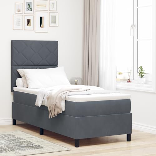 EMYRLXQW Betten & Zubehör, Betten & Bettrahmen - Boxspringbett mit Matratze & LED Dunkelgrau 80x200 cm Samt von EMYRLXQW