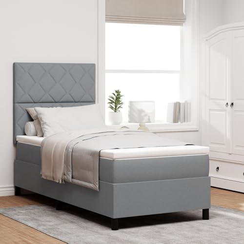 EMYRLXQW Betten & Zubehör, Betten & Bettrahmen - Boxspringbett mit Matratze & LED Hellgrau 100x200 cm Stoff von EMYRLXQW