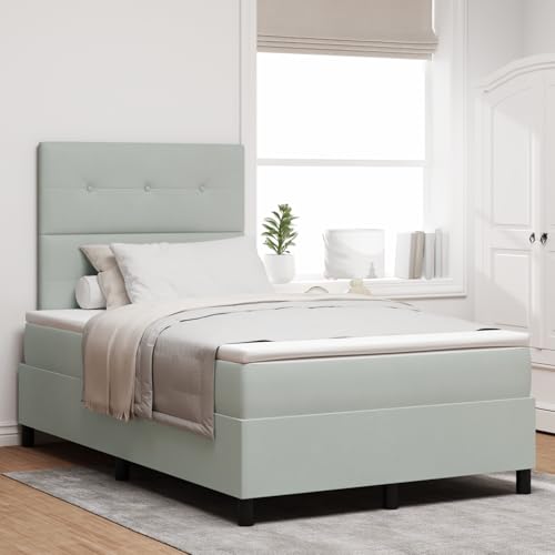 EMYRLXQW Betten & Zubehör, Betten & Bettrahmen - Boxspringbett mit Matratze & LED Hellgrau 120x200 cm Samt EMYRLXQW Betten & Zubehör, Betten & Bettrahmen - Boxspringbett mit Matratze & LED Hellgrau 120x200 cm Samt von EMYRLXQW
