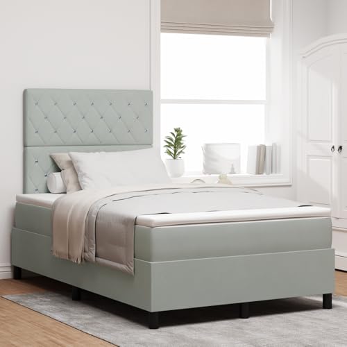 EMYRLXQW Betten & Zubehör, Betten & Bettrahmen - Boxspringbett mit Matratze & LED Hellgrau 120x200 cm Samt EMYRLXQW Betten & Zubehör, Betten & Bettrahmen - Boxspringbett mit Matratze & LED Hellgrau 120x200 cm Samt von EMYRLXQW