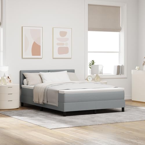 EMYRLXQW Betten & Zubehör, Betten & Bettrahmen - Boxspringbett mit Matratze & LED Hellgrau 140x200 cm Stoff von EMYRLXQW