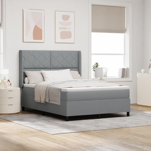 EMYRLXQW Betten & Zubehör, Betten & Bettrahmen - Boxspringbett mit Matratze & LED Hellgrau 140x200 cm Stoff von EMYRLXQW