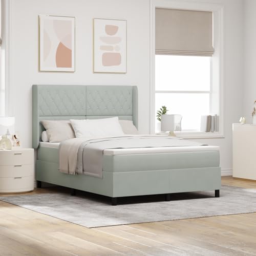 EMYRLXQW Betten & Zubehör, Betten & Bettrahmen - Boxspringbett mit Matratze & LED Hellgrau 160x200 cm Samt EMYRLXQW Betten & Zubehör, Betten & Bettrahmen - Boxspringbett mit Matratze & LED Hellgrau 160x200 cm Samt von EMYRLXQW