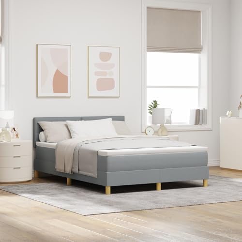 EMYRLXQW Betten & Zubehör, Betten & Bettrahmen - Boxspringbett mit Matratze & LED Hellgrau 160x200 cm Stoff von EMYRLXQW