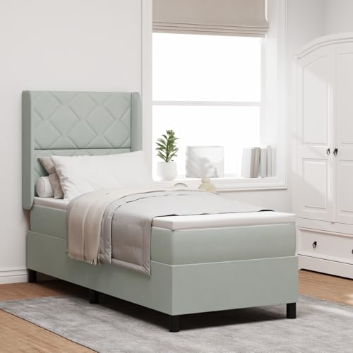 EMYRLXQW Betten & Zubehör, Betten & Bettrahmen - Boxspringbett mit Matratze & LED Hellgrau 80x200 cm Samt von EMYRLXQW