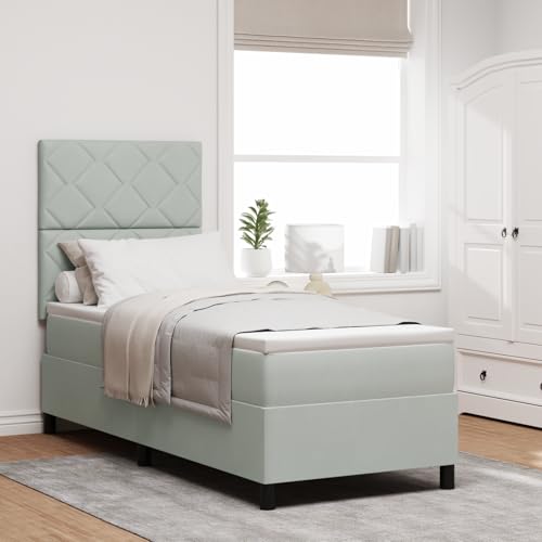 EMYRLXQW Betten & Zubehör, Betten & Bettrahmen - Boxspringbett mit Matratze & LED Hellgrau 80x200 cm Samt EMYRLXQW Betten & Zubehör, Betten & Bettrahmen - Boxspringbett mit Matratze & LED Hellgrau 80x200 cm Samt von EMYRLXQW