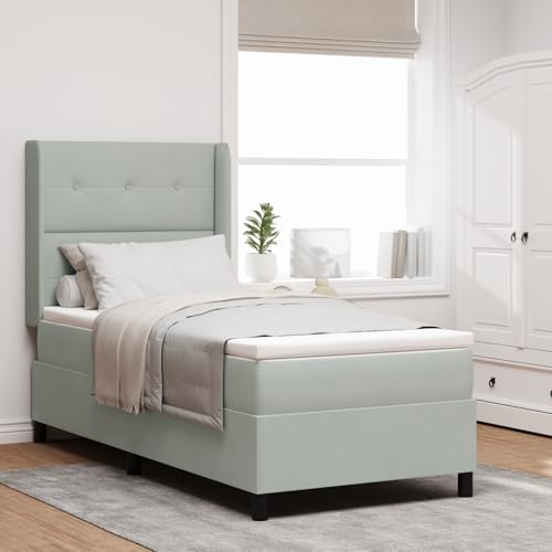 EMYRLXQW Betten & Zubehör, Betten & Bettrahmen - Boxspringbett mit Matratze & LED Hellgrau 90x190 cm Samt EMYRLXQW Betten & Zubehör, Betten & Bettrahmen - Boxspringbett mit Matratze & LED Hellgrau 90x190 cm Samt von EMYRLXQW