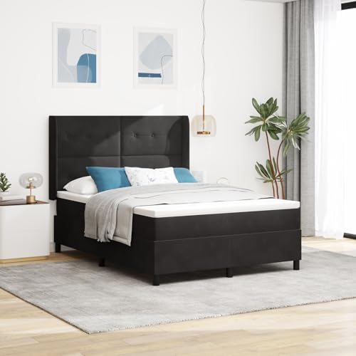 EMYRLXQW Betten & Zubehör, Betten & Bettrahmen - Boxspringbett mit Matratze & LED Schwarz 140x190 cm Samt von EMYRLXQW