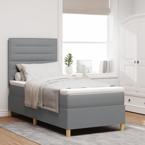 EMYRLXQW Betten & Zubehör, Betten & Bettrahmen - Boxspringbett mit Matratze & LED hellgrau 90x200 cm Stoff EMYRLXQW Betten & Zubehör, Betten & Bettrahmen - Boxspringbett mit Matratze & LED hellgrau 90x200 cm Stoff von EMYRLXQW