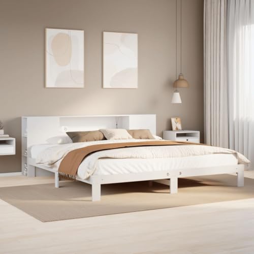 EMYRLXQW Betten & Zubehör, Betten & Bettrahmen - Bücherregal Bett ohne Matratze Weiß 180x200 cm Super King Massivholz Kiefer EMYRLXQW Betten & Zubehör, Betten & Bettrahmen - Bücherregal Bett ohne Matratze Weiß 180x200 cm Super King Massivholz Kiefer von EMYRLXQW