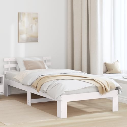 EMYRLXQW Betten & Zubehör, Betten & Bettrahmen - Holzbettrahmen Weißes Holz 100x200 cm Minimalistisches Bettgestell EMYRLXQW Betten & Zubehör, Betten & Bettrahmen - Holzbettrahmen Weißes Holz 100x200 cm Minimalistisches Bettgestell von EMYRLXQW