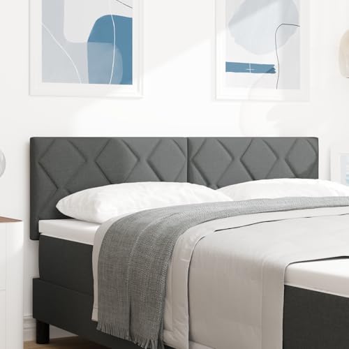 EMYRLXQW Betten & Zubehör, Kopfteile & Fußteile, LED-Kopfteil, Diamantblöcke, Dunkelgrau, 160 cm Stoff von EMYRLXQW