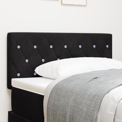 EMYRLXQW Betten & Zubehör, Kopfteile & Fußteile, LED-Kopfteil, Kristallknopf, getuftet, schwarz, 90 cm, Samt von EMYRLXQW