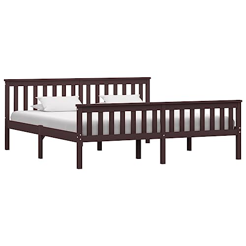 EMYRLXQW Betten & Zubehör-Betten & Bettrahmen Bettgestell ohne Matratze Dunkelbraun massives Kiefernholz 180x200 cm Super King EMYRLXQW Betten & Zubehör-Betten & Bettrahmen Bettgestell ohne Matratze Dunkelbraun massives Kiefernholz 180x200 cm Super King von EMYRLXQW