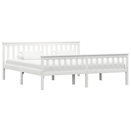 EMYRLXQW Betten & Zubehör-Betten & Bettrahmen Bettgestell ohne Matratze Weiß massives Kiefernholz 180x200 cm Super King EMYRLXQW Betten & Zubehör-Betten & Bettrahmen Bettgestell ohne Matratze Weiß massives Kiefernholz 180x200 cm Super King von EMYRLXQW