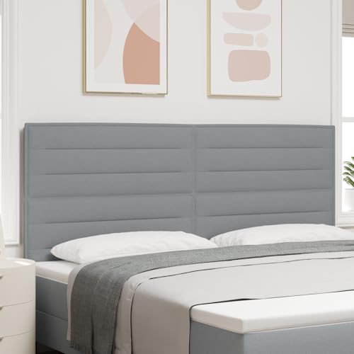 EMYRLXQW Betten & Zubehör Kopfteile & Fußteile - Kopfteil Linien Design Hellgrau 200 cm Stoff von EMYRLXQW