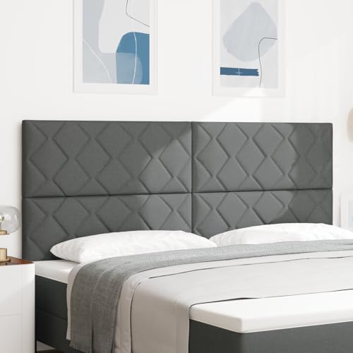 EMYRLXQW Betten & Zubehör Kopfteile & Fußteile - Kopfteil mit Rautenblöcken Design in Dunkelgrau 200 cm Stoff von EMYRLXQW