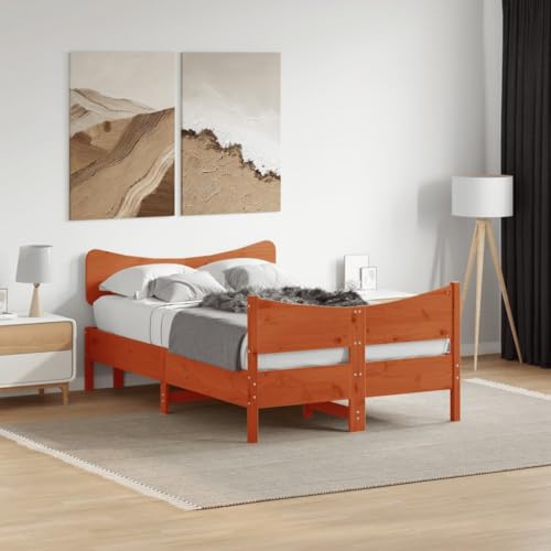 EMYRLXQW Bettgestell ohne Matratze Wax Braun 120x190 cm klein doppelt Massivholz Kiefer von EMYRLXQW