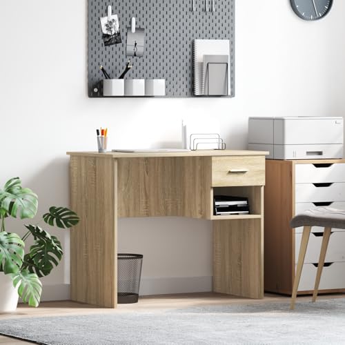 EMYRLXQW Büro-Schreibtisch mit Stauraum, Sonoma-Eiche, 90 x 49,5 x 75 cm, Holzwerkstoff EMYRLXQW Büro-Schreibtisch mit Stauraum, Sonoma-Eiche, 90 x 49,5 x 75 cm, Holzwerkstoff von EMYRLXQW