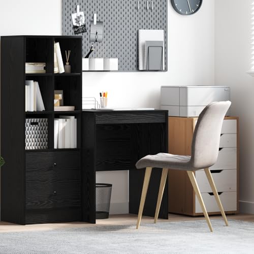 EMYRLXQW Büroschreibtisch-Schreibtisch, schwarze Eiche, Holzwerkstoff, 60 x 50 x 76 cm von EMYRLXQW