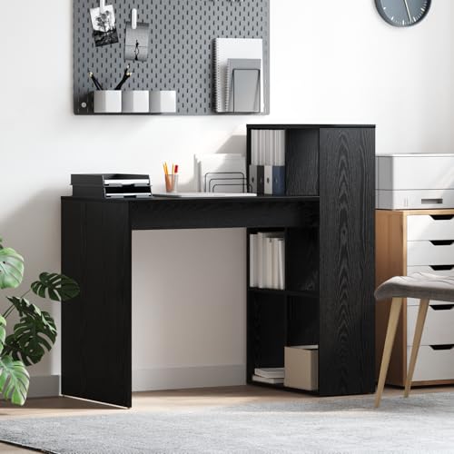 EMYRLXQW Büroschreibtisch-Schreibtisch, schwarze Eiche, Spanplatte, kleiner Stauraum von EMYRLXQW