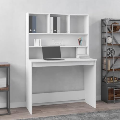 EMYRLXQW Büroschreibtisch-Schreibtisch mit Regalen, weiß, 102 x 45 x 148 cm, Holzwerkstoff EMYRLXQW Büroschreibtisch-Schreibtisch mit Regalen, weiß, 102 x 45 x 148 cm, Holzwerkstoff von EMYRLXQW