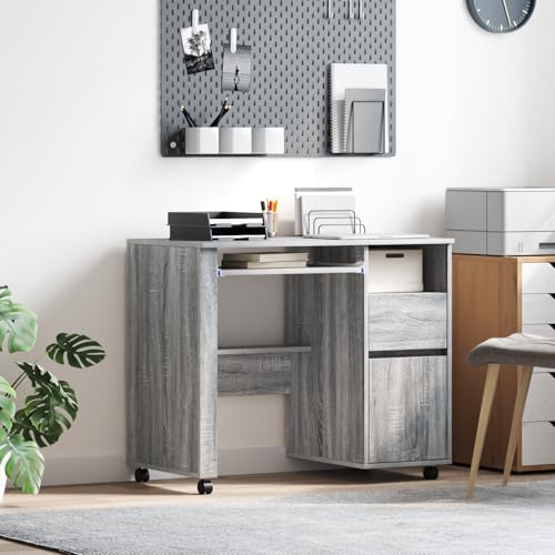 EMYRLXQW Büroschreibtische, Grau, Computertisch, Sonoma, Holzwerkstoff, mittelgroß von EMYRLXQW
