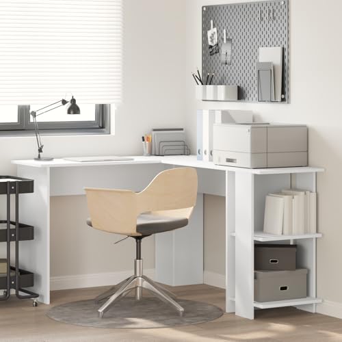 EMYRLXQW Büroschreibtische, weißer Eckschreibtisch, Holz, großer Stauraum EMYRLXQW Büroschreibtische, weißer Eckschreibtisch, Holz, großer Stauraum von EMYRLXQW
