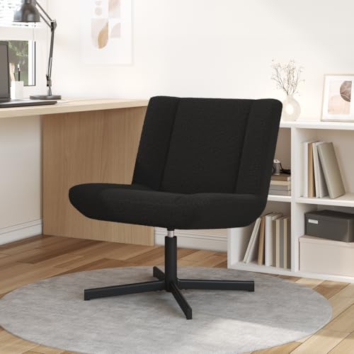EMYRLXQW Chairs-Accent Stuhl aus schwarzem Stoff, Metall, mittelgroßer Drehstuhl EMYRLXQW Chairs-Accent Stuhl aus schwarzem Stoff, Metall, mittelgroßer Drehstuhl von EMYRLXQW