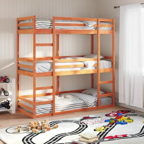 EMYRLXQW Dreifach-Etagenbett ohne Matratze Wachs braun 75x190 cm kleines Einzelbett Massivholz Kiefer EMYRLXQW Dreifach-Etagenbett ohne Matratze Wachs braun 75x190 cm kleines Einzelbett Massivholz Kiefer von EMYRLXQW