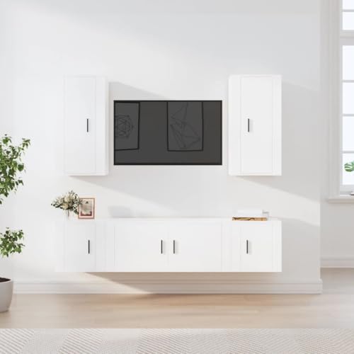 EMYRLXQW Entertainment Centers & TV Stands - Entertainment Centers & TV Stands - 5-teiliges TV-Schrank-Set, weißes Holzwerkstoff von EMYRLXQW