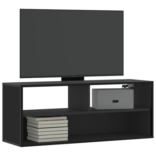 EMYRLXQW Entertainment Centers & TV Stands-TV Cabinet Black 100x31x39.5cm Engineered Wood and Metal von EMYRLXQW