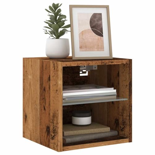 EMYRLXQW Entertainment Centers & TV Stands-TV Wandschränke mit LED-Leuchten 2 Stück Altes Holz 30x28,5x30cm von EMYRLXQW