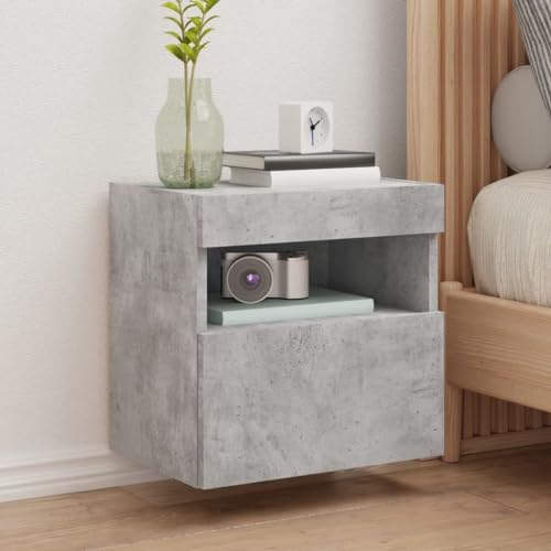 EMYRLXQW Entertainment Centers & TV Stands-TV Wandschrank mit LED-Leuchten Betongrau 40x30x40cm von EMYRLXQW