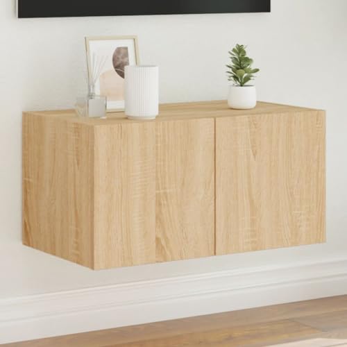 EMYRLXQW Entertainment Centers & TV Stands-TV Wandschrank mit LED-Leuchten Sonoma Eiche 60x35x31cm von EMYRLXQW