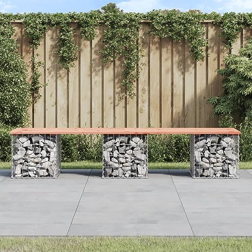 EMYRLXQW Gartenbank Gabion Design 203x44x42cm Massivholz Douglas von EMYRLXQW