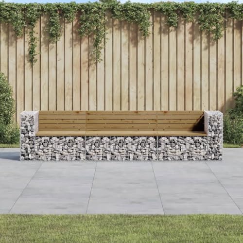 EMYRLXQW Gartenbank Gabion Design 287x71x65,5cm Kiefer imprägniert von EMYRLXQW