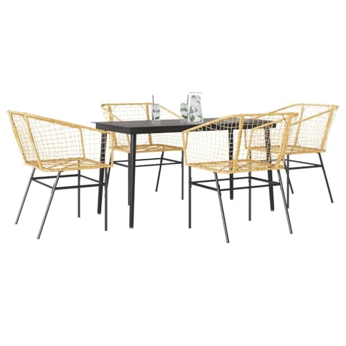EMYRLXQW Gartenmöbel-Set, 5-teilig, Polyrattan-Glas, Braun von EMYRLXQW