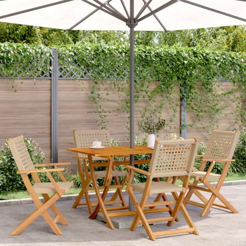 EMYRLXQW Gartenmöbel-Set, 5-teilig, Polyrattan und Massivholz, Beige EMYRLXQW Gartenmöbel-Set, 5-teilig, Polyrattan und Massivholz, Beige von EMYRLXQW