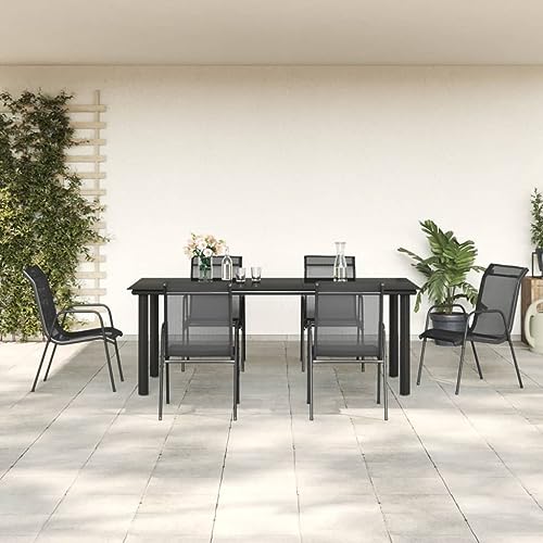 EMYRLXQW Gartenmöbel-Set, 7-teilig, schwarzer Stahl und Textilene EMYRLXQW Gartenmöbel-Set, 7-teilig, schwarzer Stahl und Textilene von EMYRLXQW