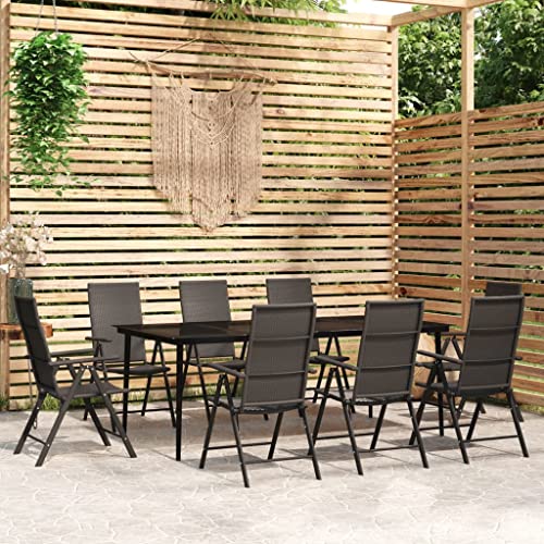 EMYRLXQW Gartenmöbel-Set, 9-teilig, Schwarz von EMYRLXQW